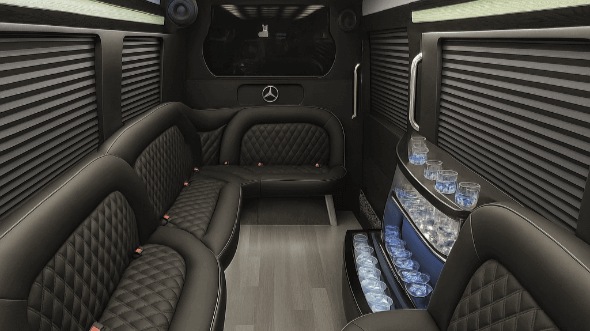 Interior of League City Party Bus Company's 14 Passenger Sprinter Limousine in League City