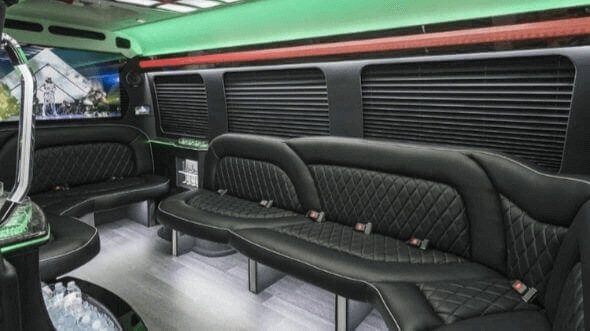 Interior of Charter Bus Company Sugar Land's 14 Passenger Sprinter Limousine in Sugar Land