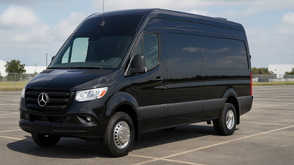 Exterior of Charter Bus Company Pasadena's 14 Passenger Sprinter Limousine in Pasadena