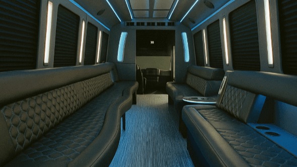Interior of Charter Bus Company Baytown's 20 Passenger Party Bus in Baytown