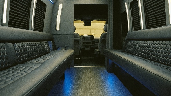 Interior of Charter Bus Company Missouri City's 20 Passenger Party Bus in Missouri City