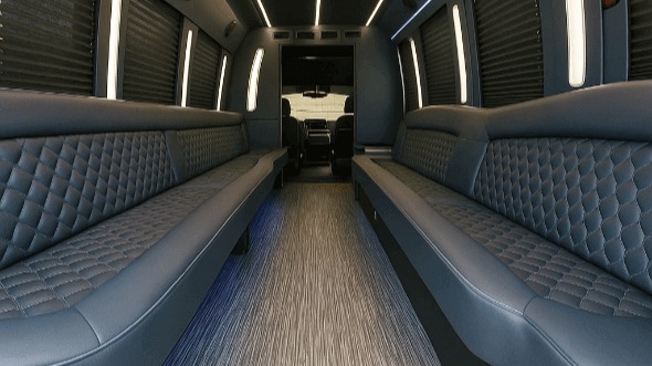 Interior of Charter Bus Company Houston's 25 Passenger Party Bus in Houston