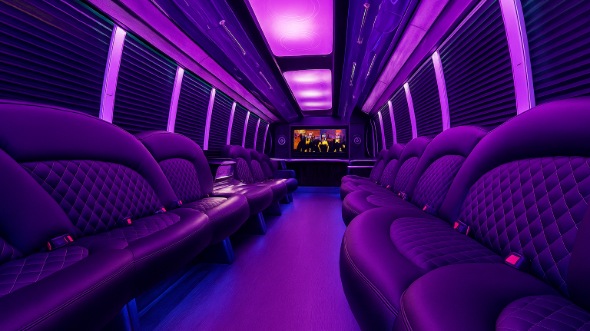 Interior of Charter Bus Company Baytown's 28 Passenger Party Bus in Baytown