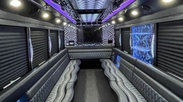 Interior of Charter Bus Company Sugar Land's 28 Passenger Party Bus in Sugar Land