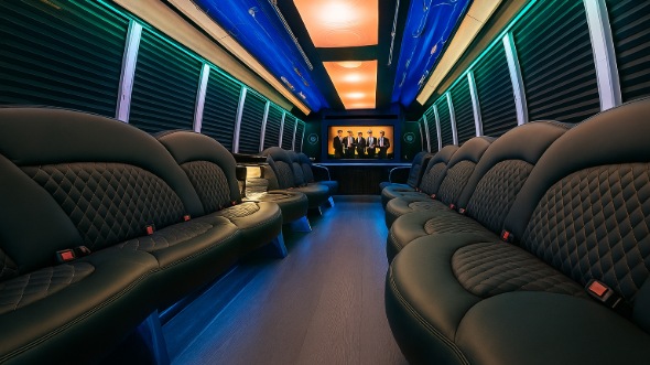 Interior of Charter Bus Company Texas City's 28 Passenger Party Bus in Texas City