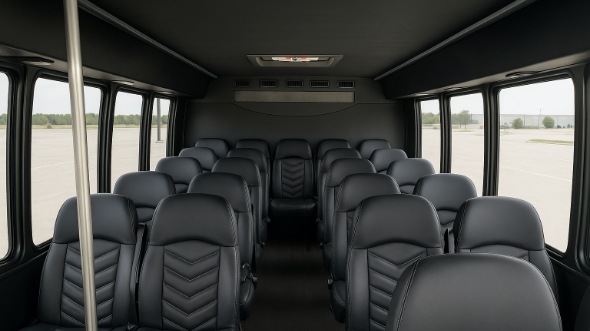 Interior of Charter Bus Company League City's 30 Passenger Minibus in League City