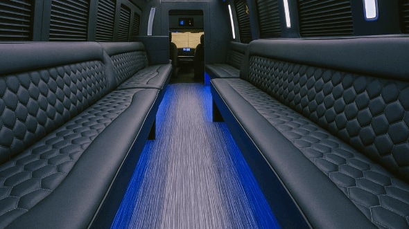 Interior of League City Party Bus Company's 30 Passenger Party Bus in League City