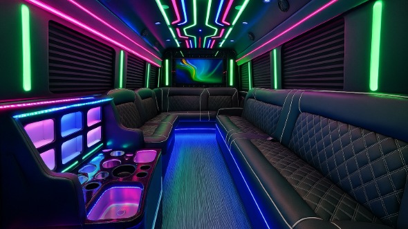 Interior of Charter Bus Company Texas City's 30 Passenger Party Bus in Texas City