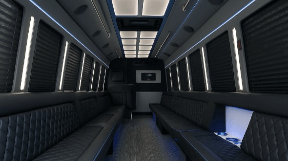 Interior of League City Party Bus Company's 40 Passenger Party Bus in League City
