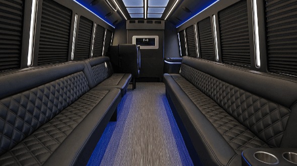 Interior of Charter Bus Company Missouri City's 40 Passenger Party Bus in Missouri City