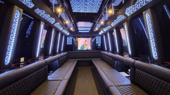 Interior of Charter Bus Company Texas City's 40 Passenger Party Bus in Texas City