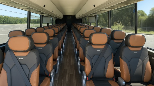 Interior of Charter Bus Company League City's 44 Passenger Charter Bus in League City