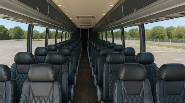 Interior of Charter Bus Company League City's 46 Passenger Charter Bus in League City