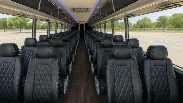 Interior of Charter Bus Company League City's 48 Passenger Charter Bus in League City