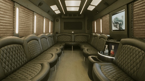 Interior of Charter Bus Company Pasadena's 50 Passenger Party Bus in Pasadena