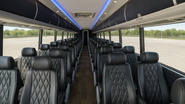 Interior of Charter Bus Company League City's 55 Passenger Charter Bus in League City