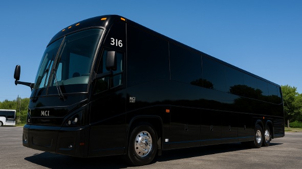 Exterior of Charter Bus Company League City's 56 Passenger Charter Bus in League City